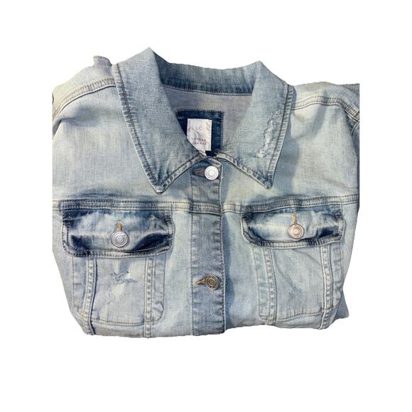 Lauren Conrad Size 3X Distressed Light Wash Stretch Cotton Jean Jacket - Picture 10 of 10